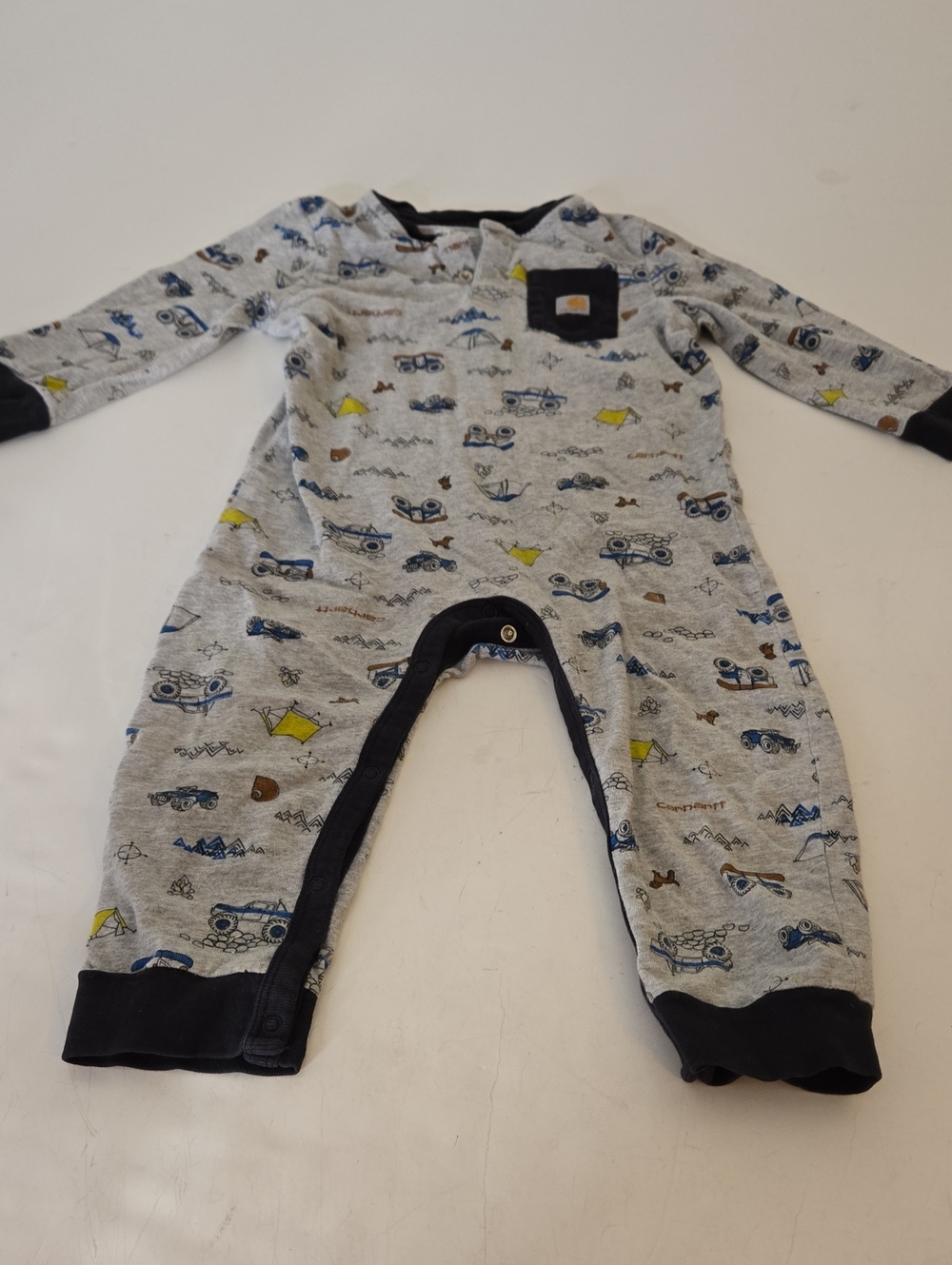 Carhartt Grey One-Piece with Navy Trim and Adventure Print